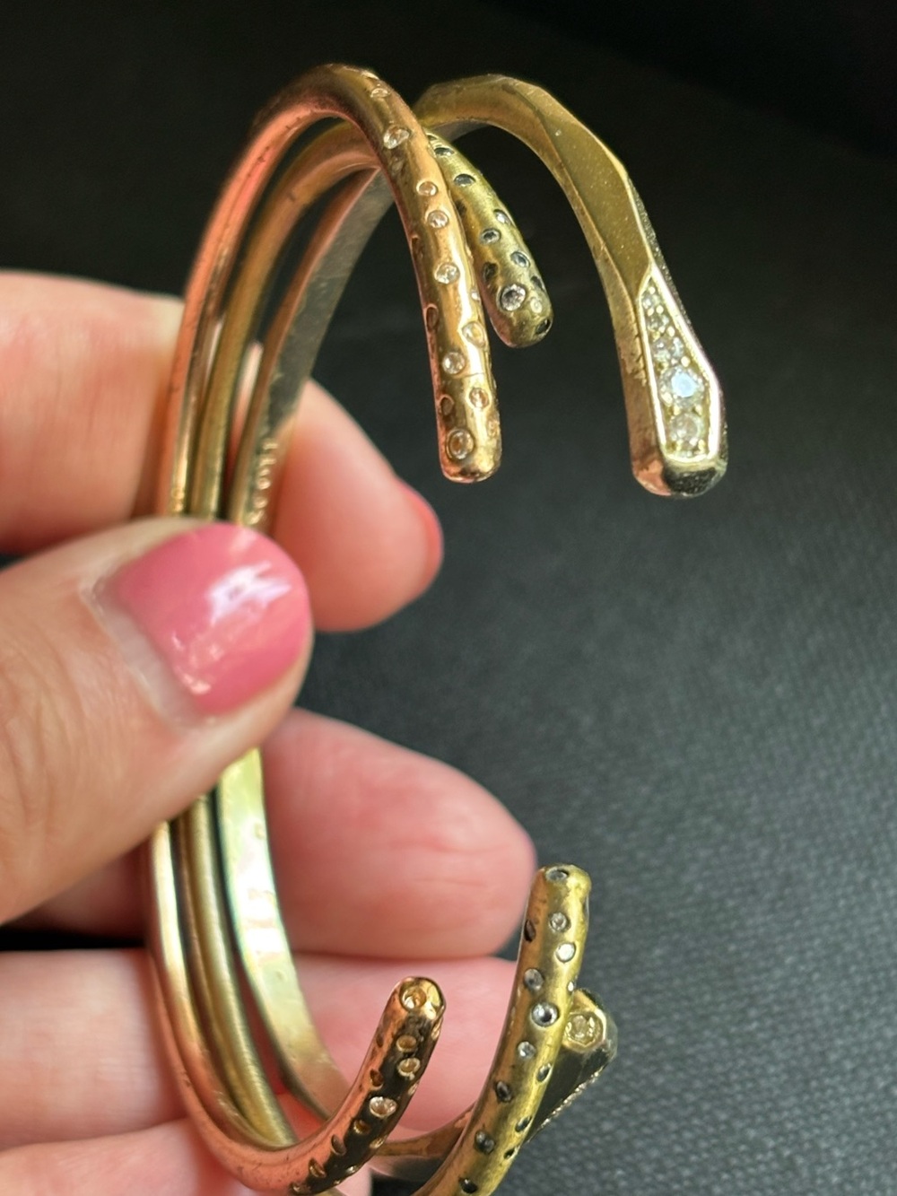 Gold Snake-Head Open Cuff Bracelet - Women's Gold Bracelet